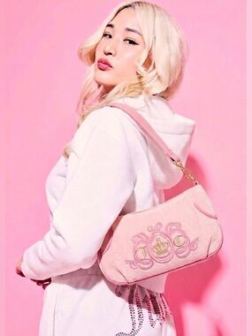 Juicy Couture Pink Velour "Lovers Club" Bag | Pink Diamond/Pink Lemonade